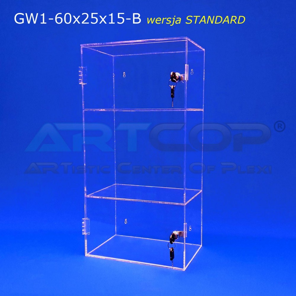 Plexiglass Wall-Mounted Display Cabinet, 60x25x15cm, 4mm Plexiglass - Version B