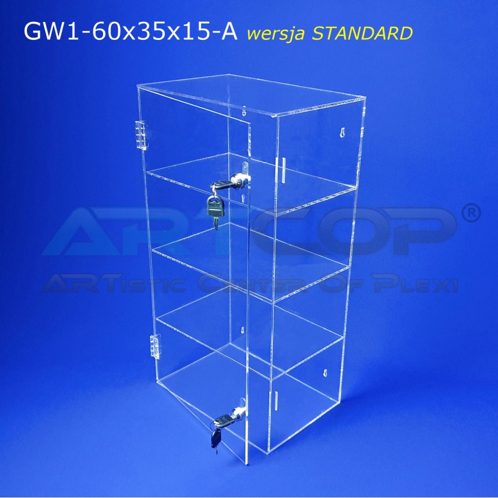 Plexiglass Wall-Mounted Display Cabinet, 60x35x15cm, 4mm Plexiglass - Version A