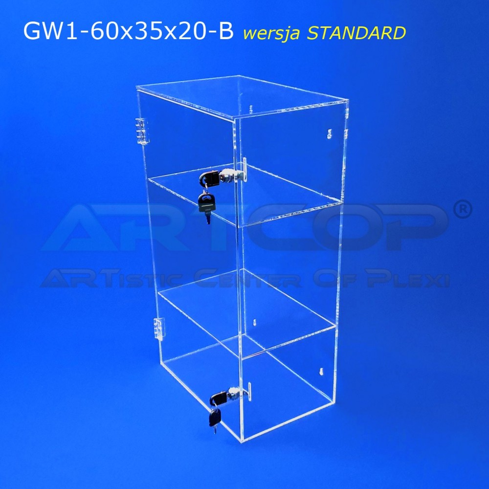 Plexiglass Wall-Mounted Display Cabinet, 60x35x20cm, 4mm Plexiglass - Version B