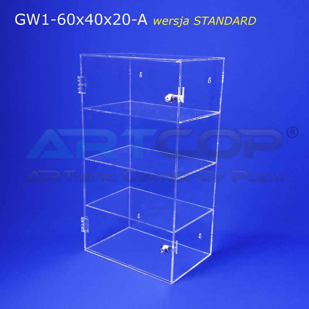 Plexiglass Wall-Mounted Display Cabinet, 60x40x20cm, 4mm Plexiglass - Version A