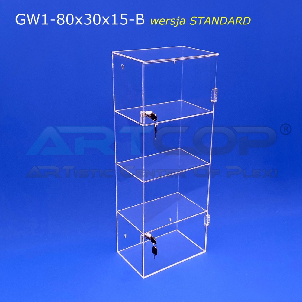 Plexiglass Wall-Mounted Display Cabinet, 80x30x15cm, 4mm Plexiglass - Version B