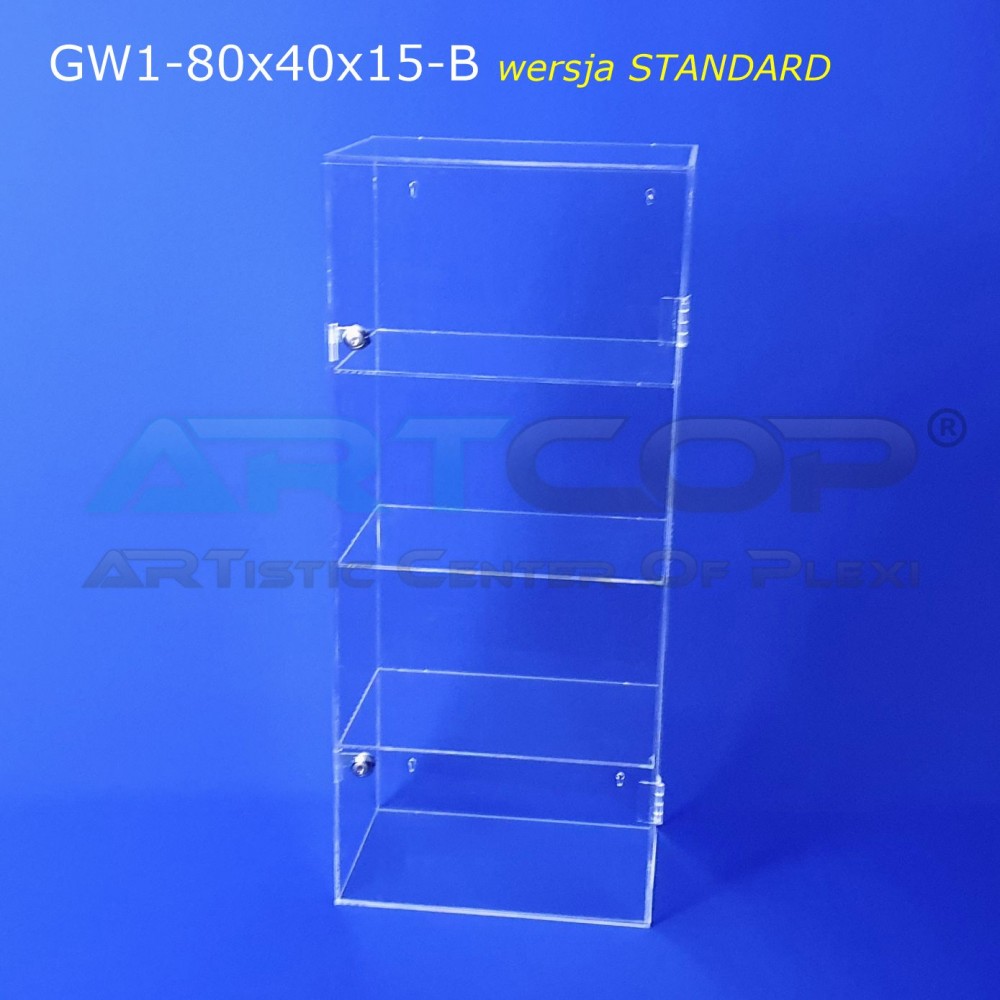 Plexiglass Wall-Mounted Display Cabinet/Showcase, 80x40x15cm, 4mm Plexiglass - Version B