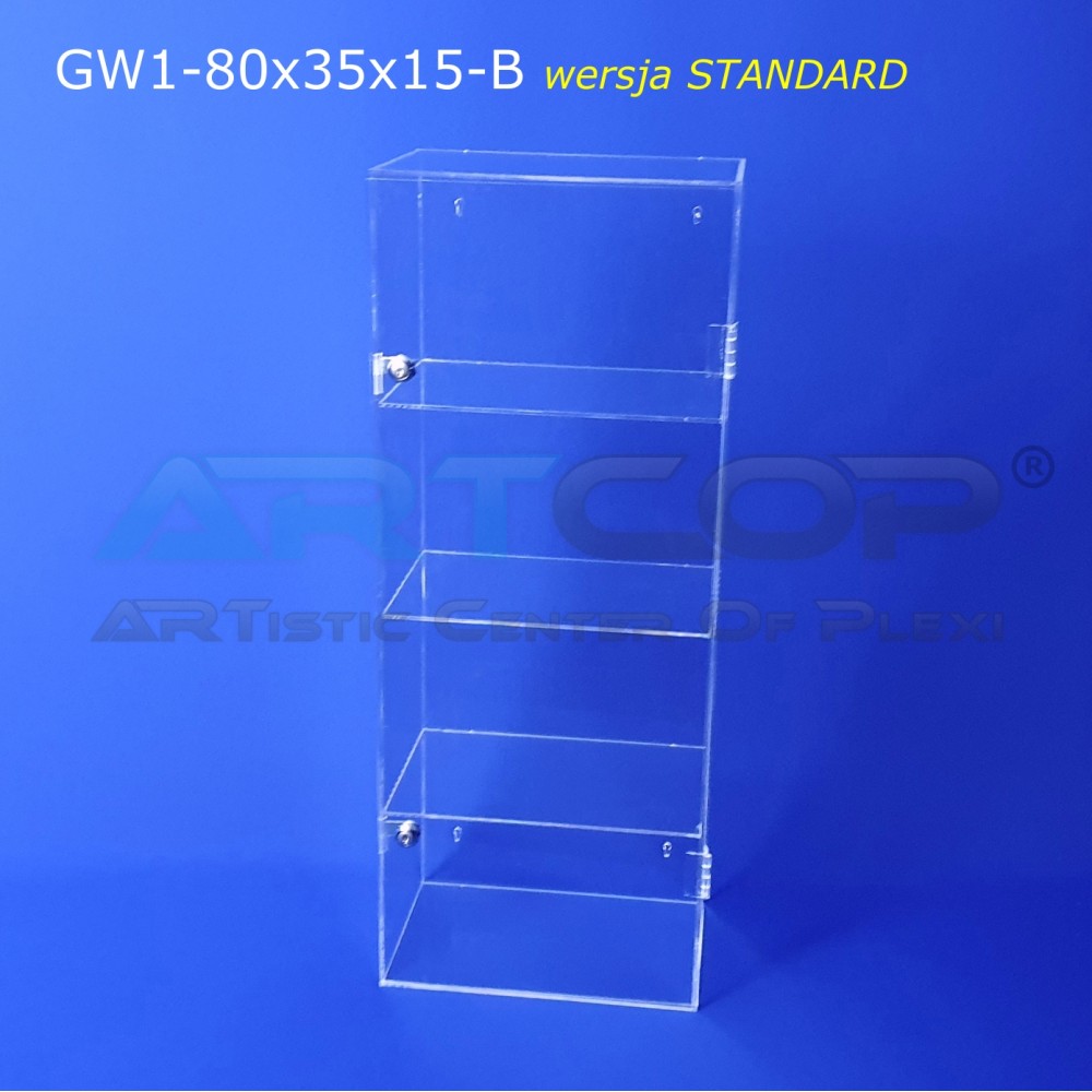 Plexiglass Wall-Mounted Display Cabinet/Showcase, 80x35x15cm, 4mm Plexiglass - Version B