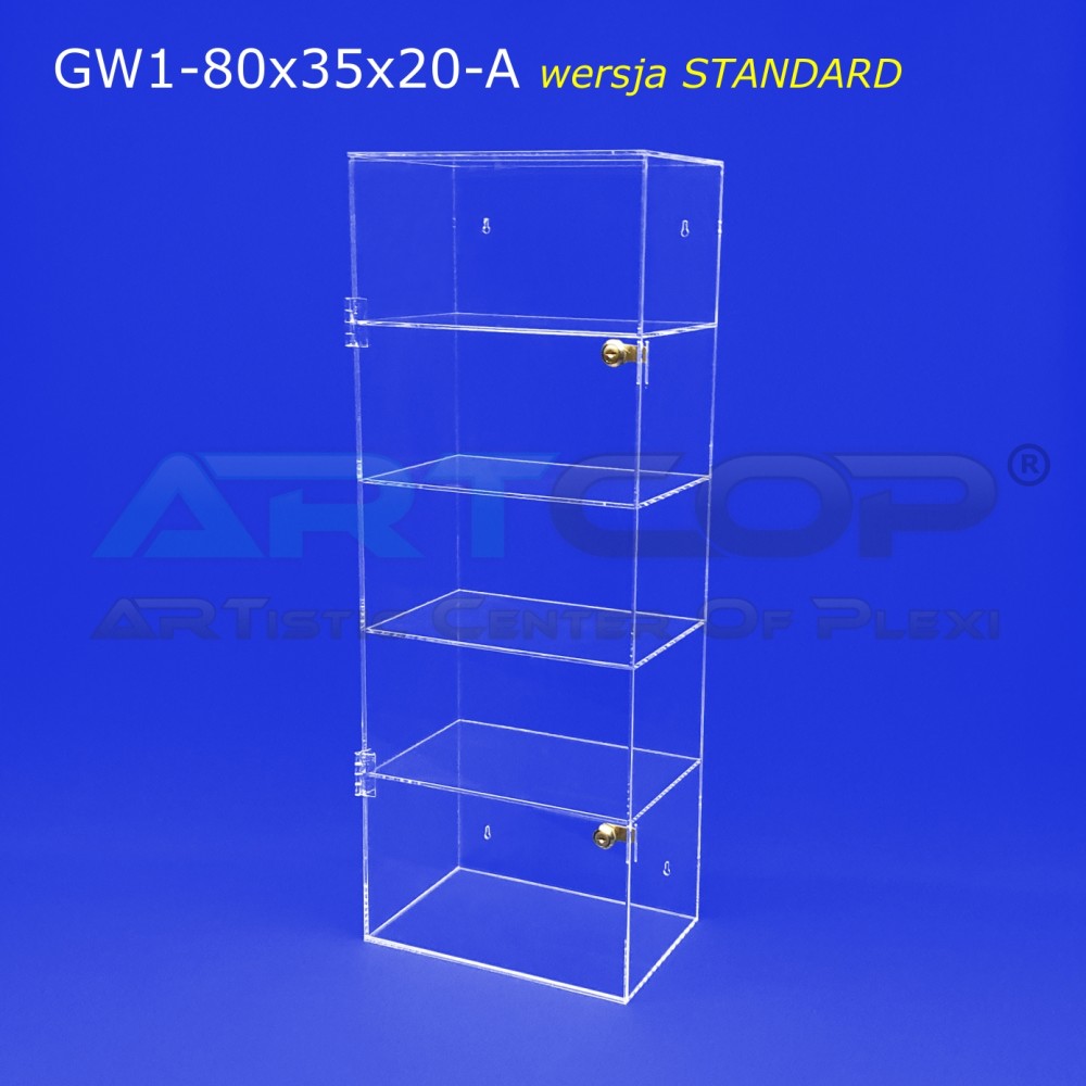 --- **Plexiglass Wall-Mounted Display Cabinet/Showcase, 80x35x20cm, 4mm Plexiglass - Version A**