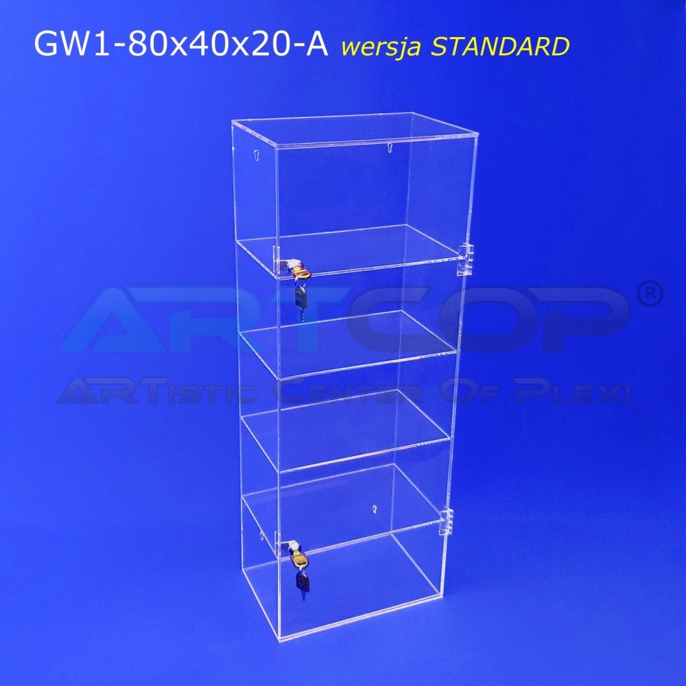 Plexiglass Wall-Mounted Display Cabinet/Showcase, 80x40x20cm, 4mm Plexiglass - Version A