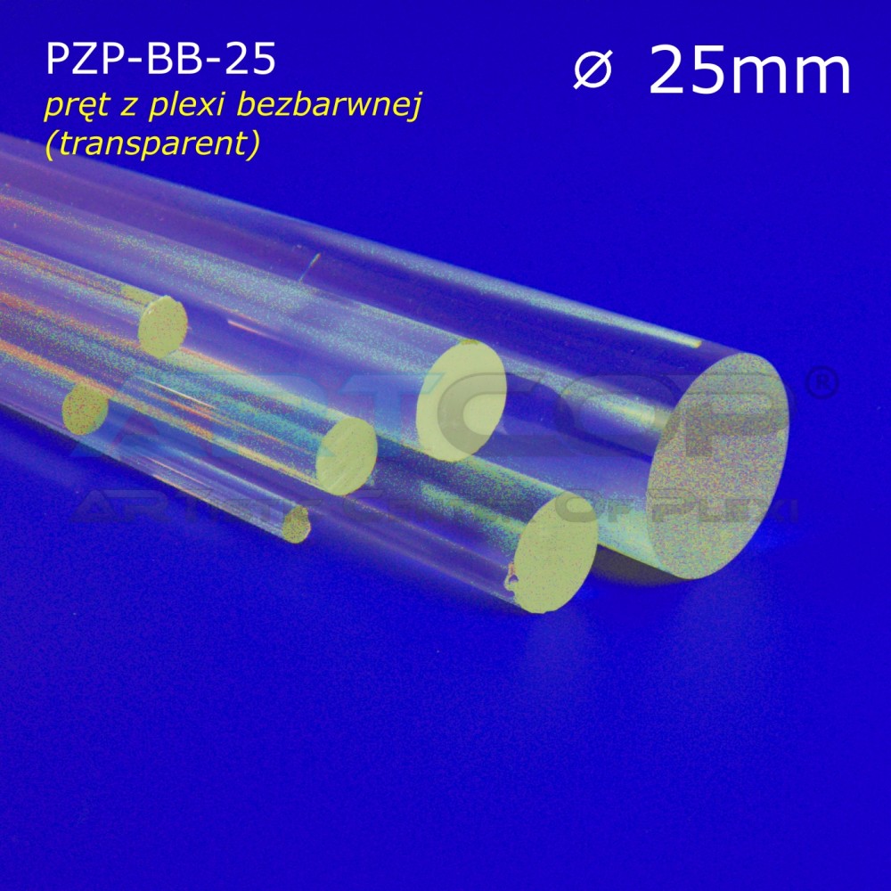 ϕ 25mm colorless acrylic (Plexiglass) rod - cut to size