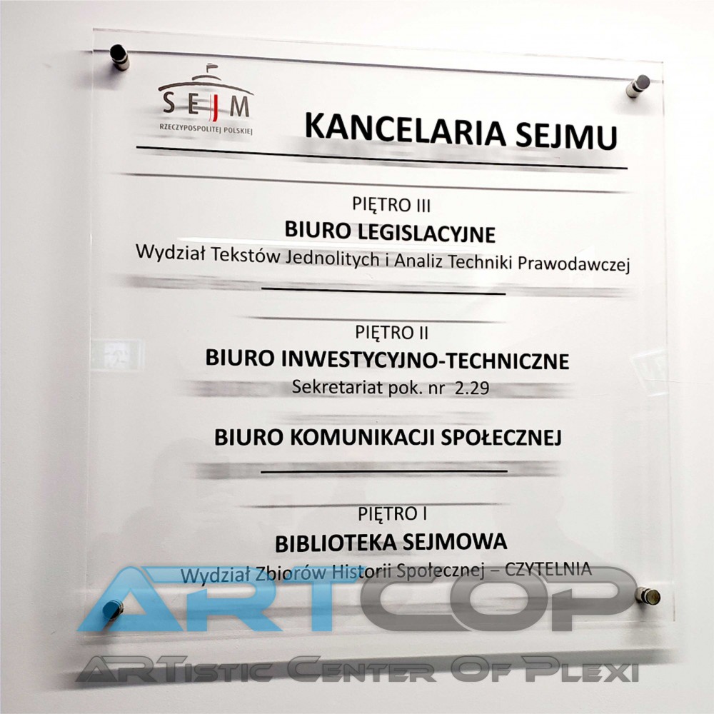 Druk UV oraz wykonanie tablicy dla Kancelarii Sejmu
