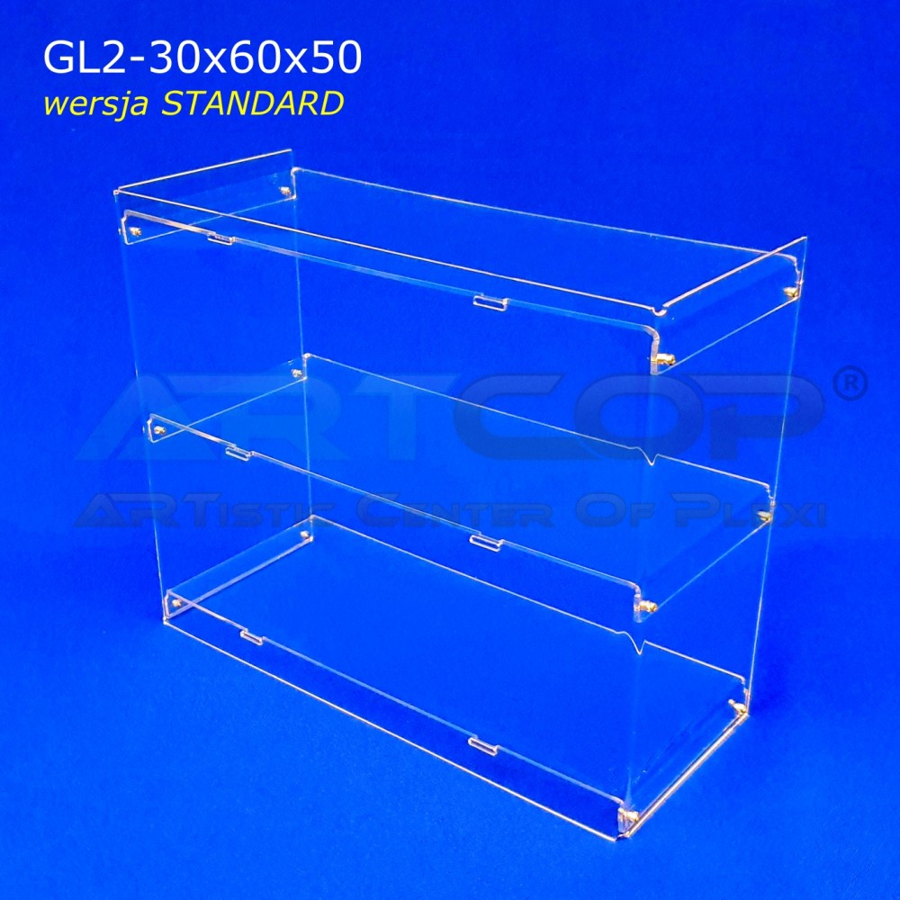 GL2 Countertop Display Case, 30x60x50cm, made of 3mm clear plexiglass