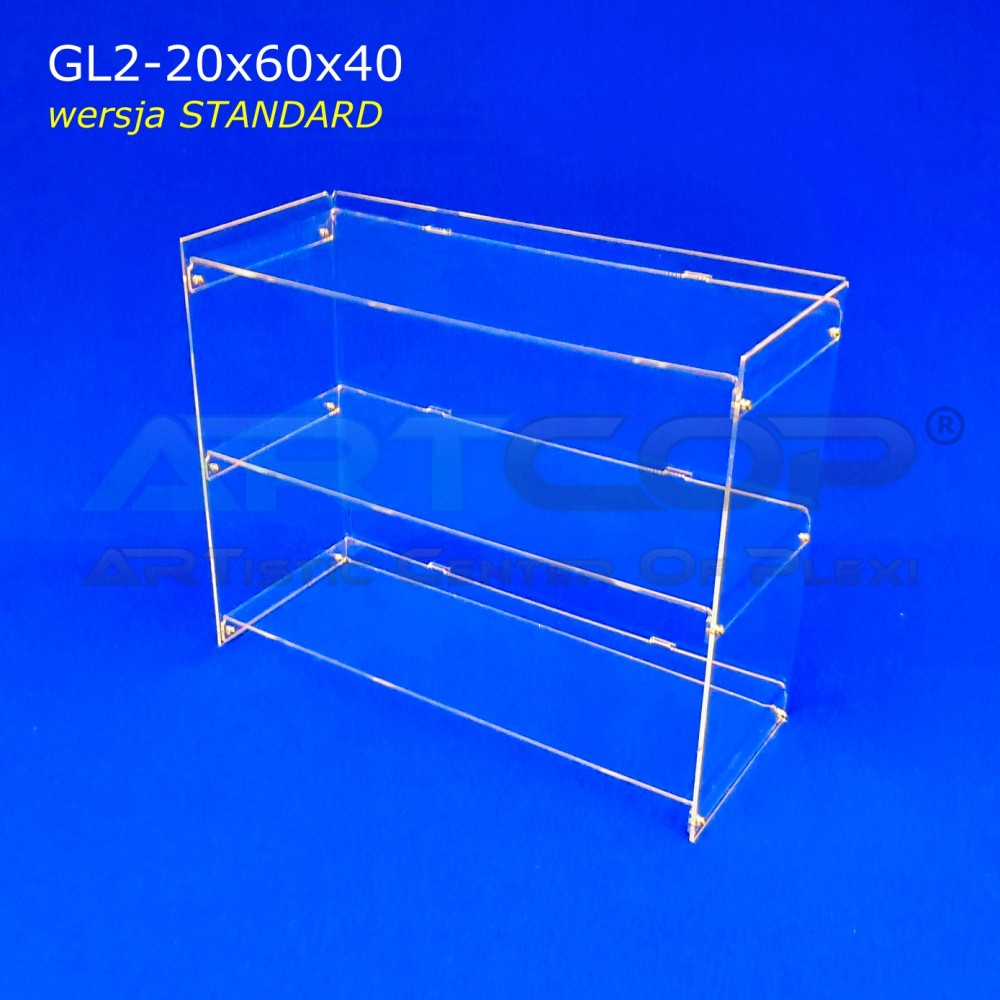 GL2 Countertop Display Case, 20x60x40cm, made of 3mm clear plexiglass