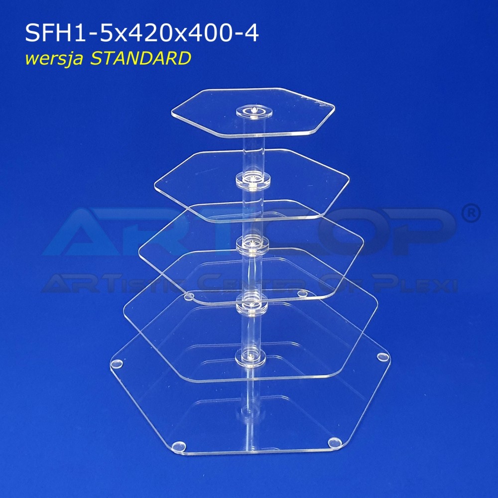 Heksa cupcake or muffin stand - 5 tiers, standard version with 4mm plexiglass.