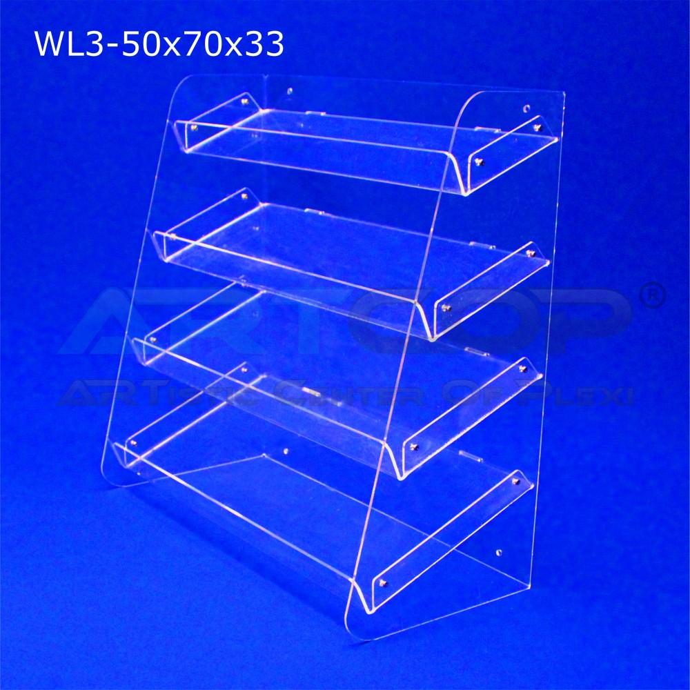 Slanted Plexiglass Display Cabinet/Shelf Unit (WL3) - 50x70x33cm with 4 Shelves