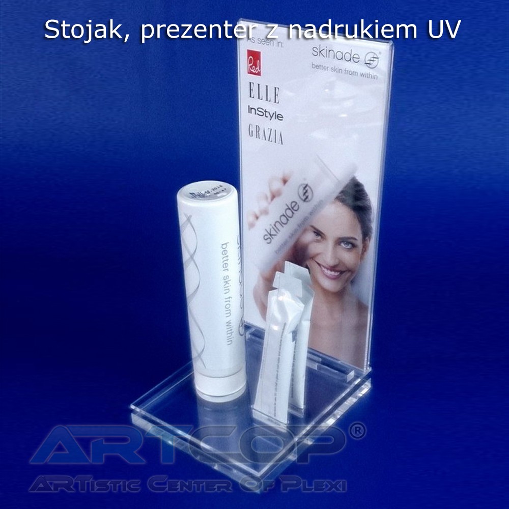 Stojak reklamowy na kosmetyki z nadrukiem UV