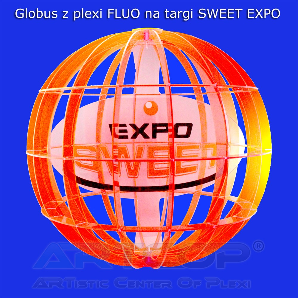 Globus z plexi fluorescencyjnej na Targi SWEET EXPO