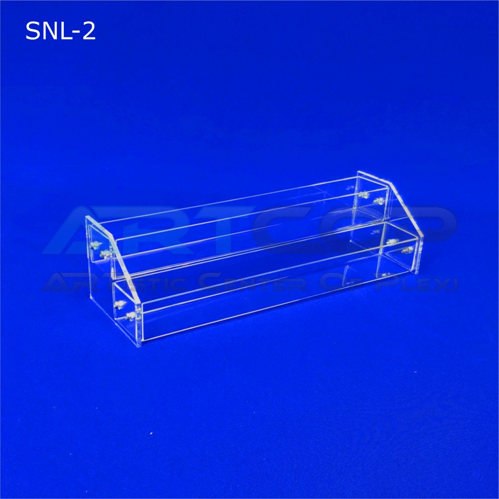 Two-level acrylic display rack for nail polishes and cosmetics