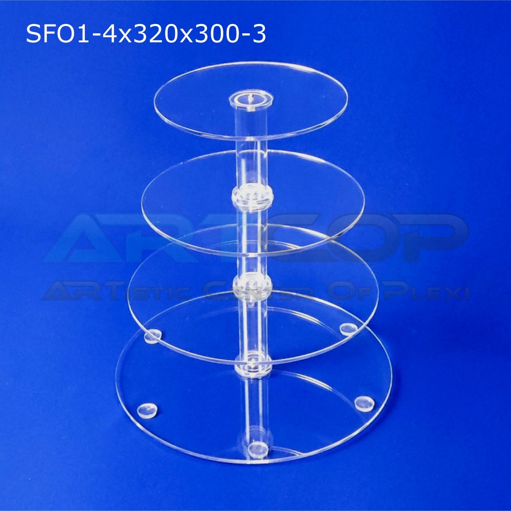 Circular tray for cupcakes or muffins - 4 economic version shelves made of 3mm plexiglass.