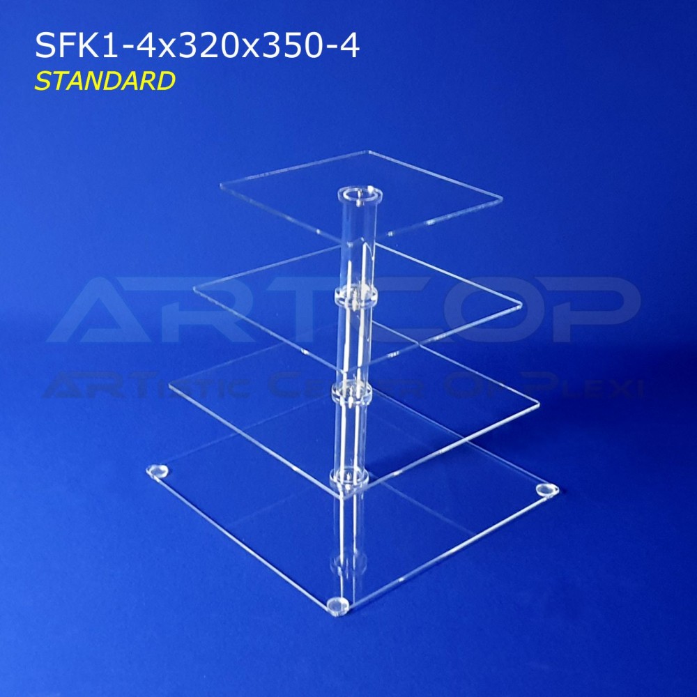 Square platter enlarged by 35cm in width, 32cm in height, 4 shelves made of 4mm plexiglass - STANDARD