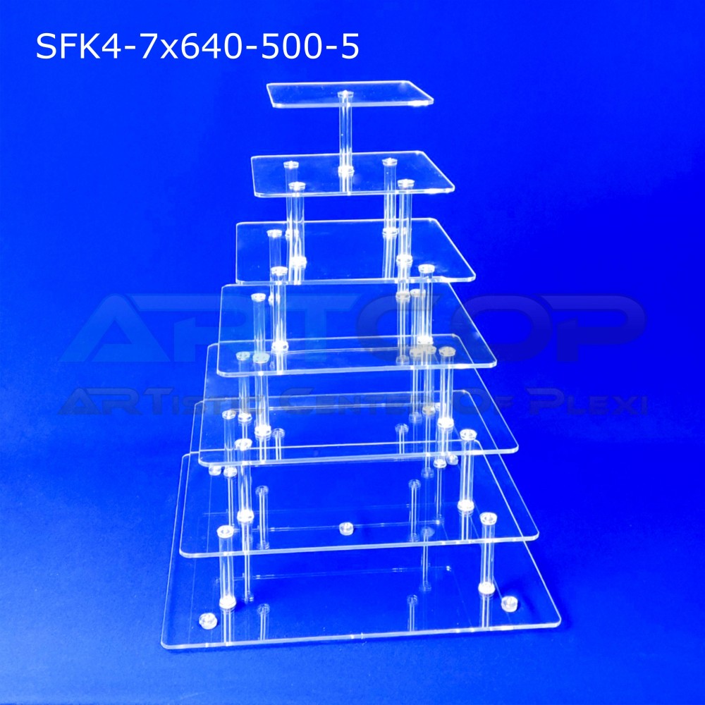 Square Tray - 7 shelves 500x100 made of 5mm thick plexiglass.