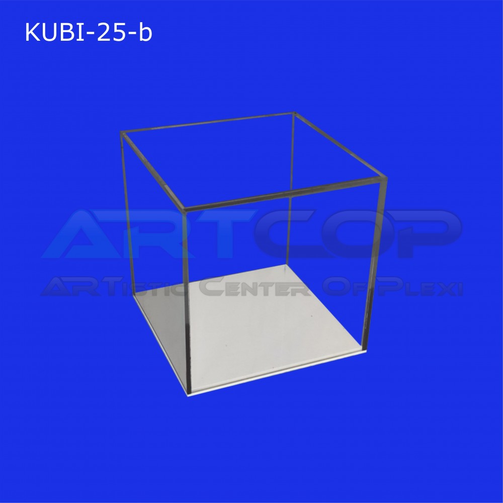White Plexiglass Cubic Display Case / Box with Lid (25x25x25cm)