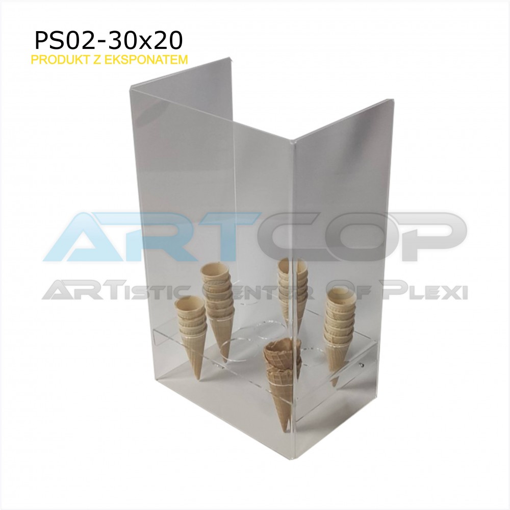 PS02-30x20 container, waffle cone dispenser for ice cream cone holder