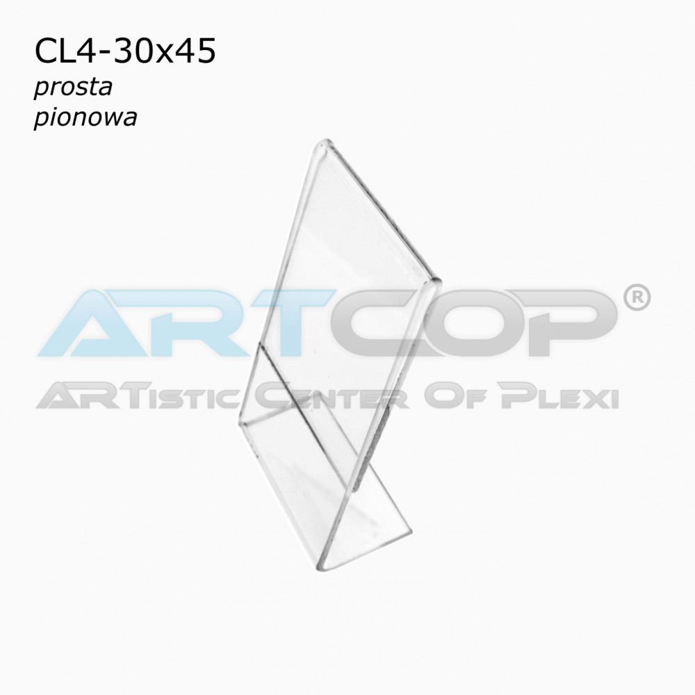 Cenówka prosta pionowa 30x45 z plexi, model CL4