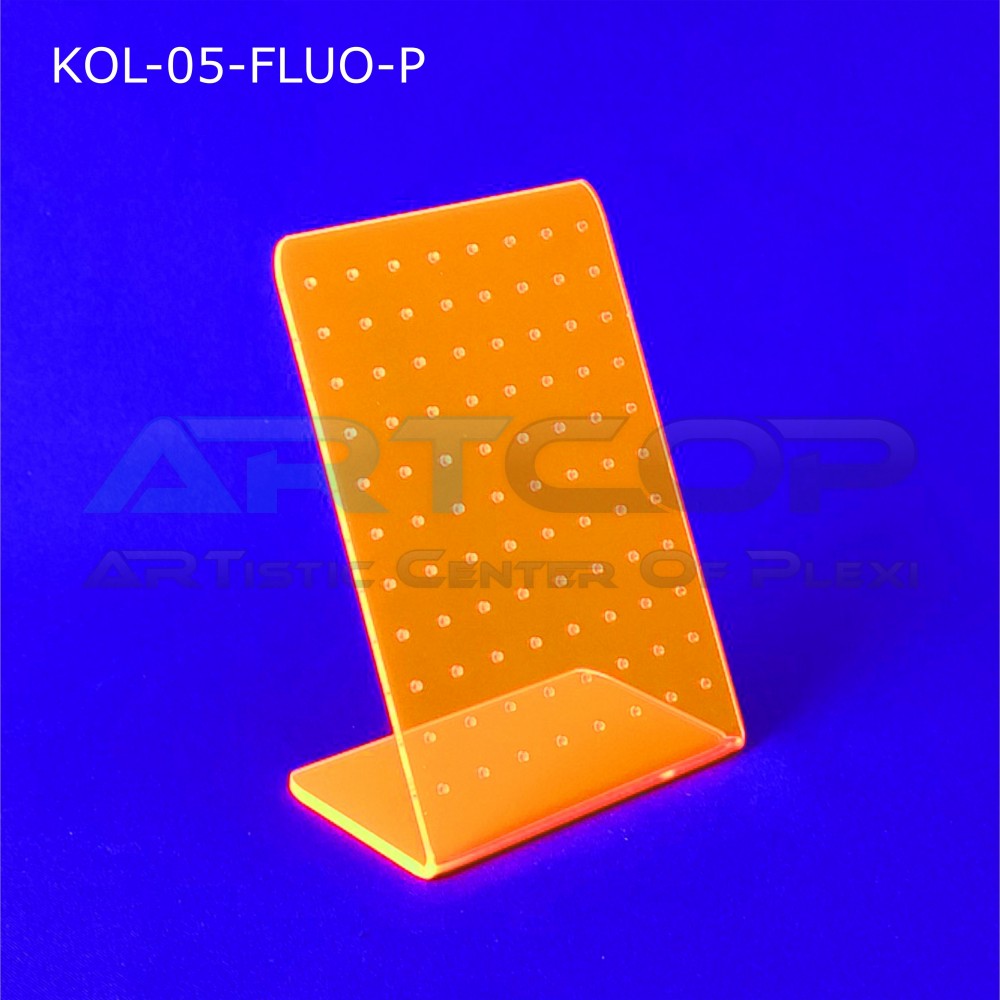Prezenter na kolczyki z plexi - wiele par, model KOL-05-fluo-P wersja mini