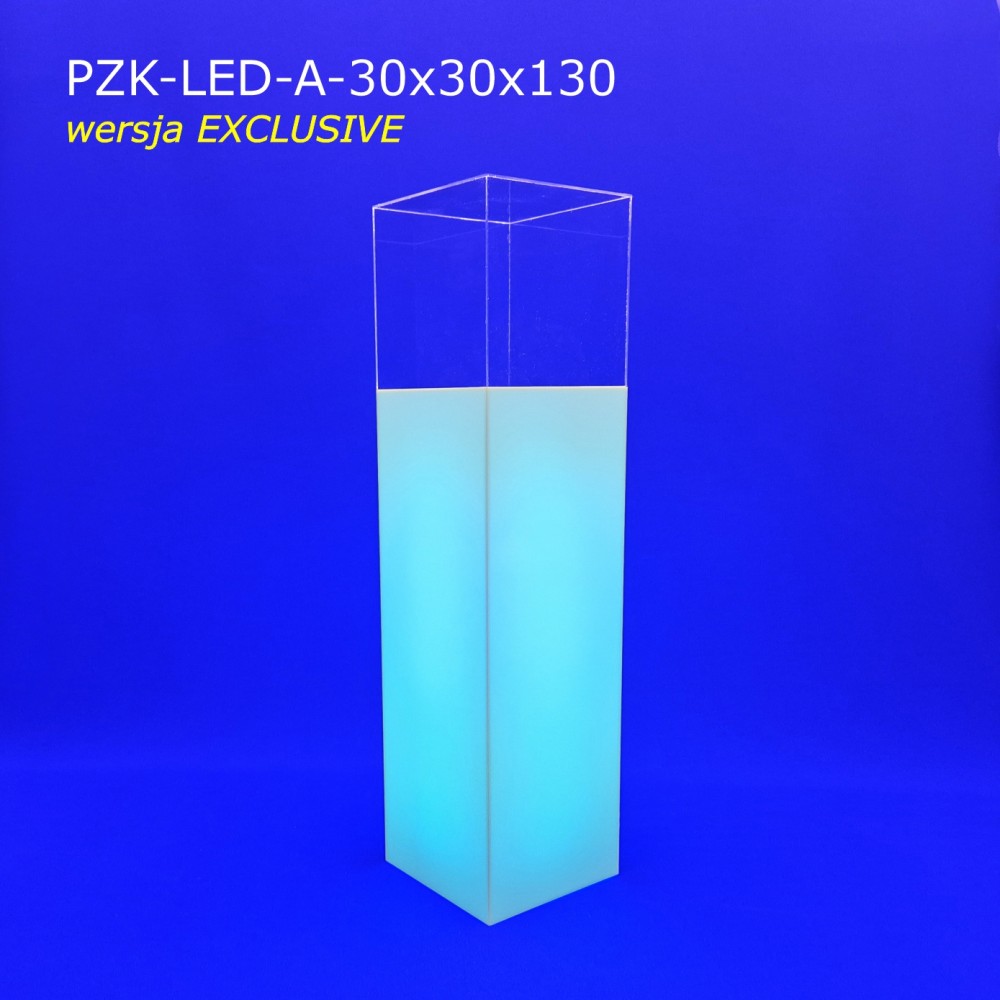 Podest z kloszem serii EXCLUSIVE podświetlany ledami RGB zasilanymi akumulatorem: 30x30x130cm