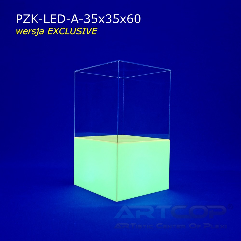 Podest z kloszem serii EXCLUSIVE podświetlany ledami RGB zasilanymi akumulatorem: 35x35x60cm