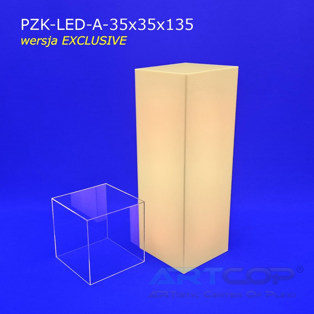 Podest z kloszem serii EXCLUSIVE podświetlany ledami RGB zasilanymi akumulatorem: 35x35x110cm