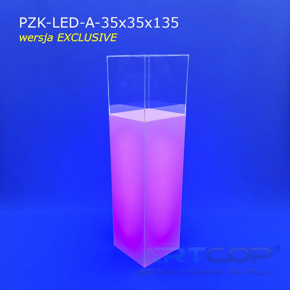 Podest z kloszem serii EXCLUSIVE podświetlany ledami RGB zasilanymi akumulatorem: 35x35x135cm