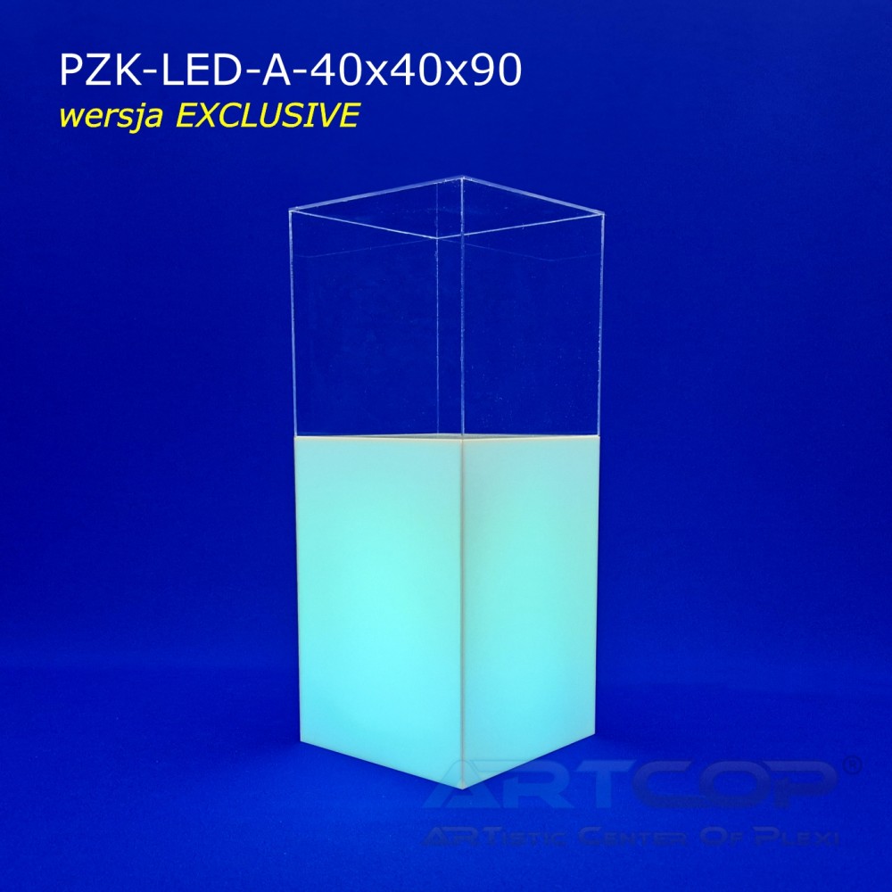 Podest z kloszem serii EXCLUSIVE podświetlany ledami RGB zasilanymi akumulatorem: 40x40x90cm