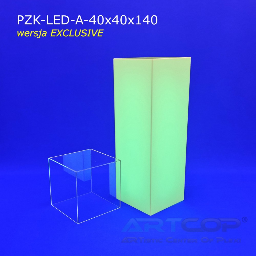 Podest z kloszem serii EXCLUSIVE podświetlany ledami RGB zasilanymi akumulatorem: 40x40x140cm