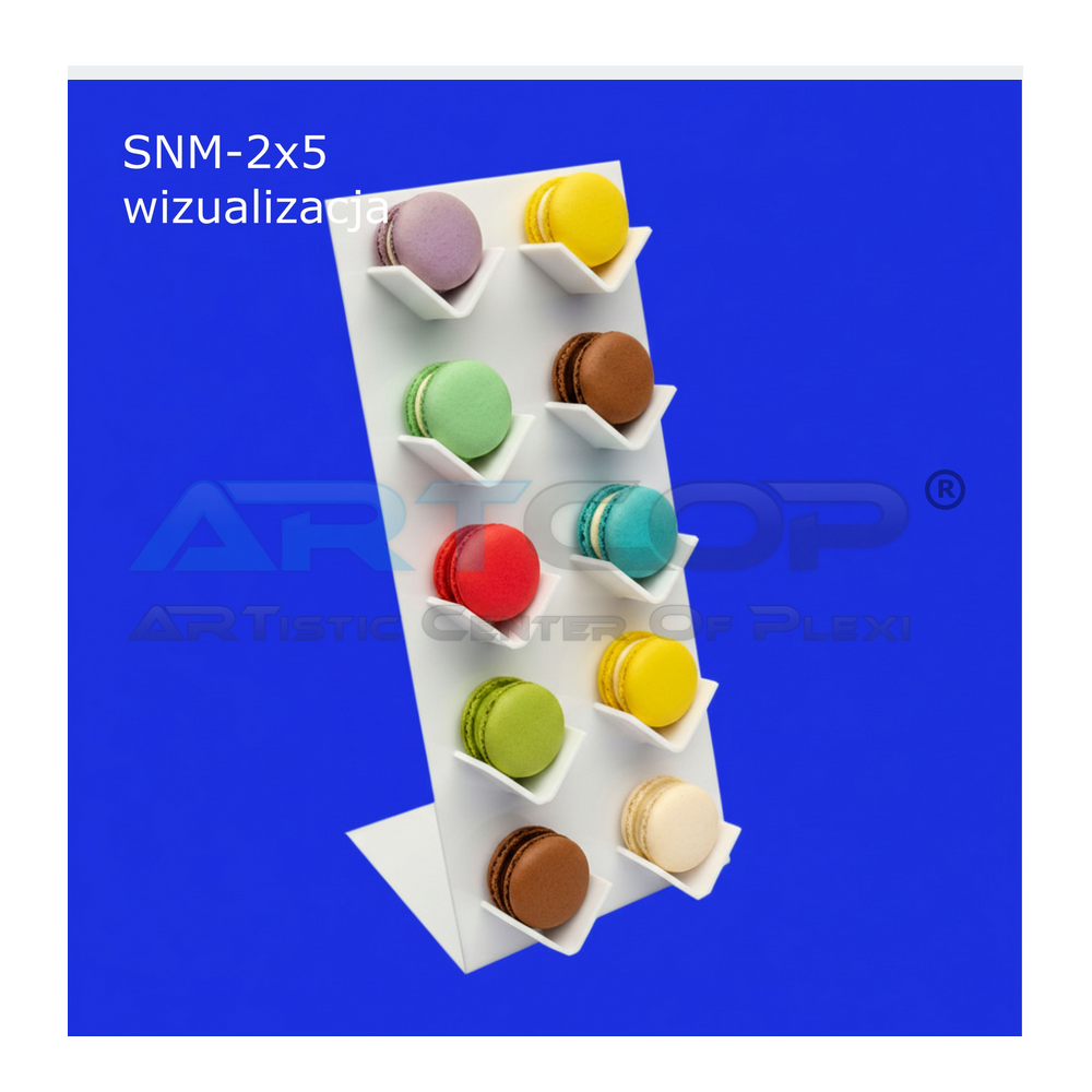 Stojak ścianka ekspozytor cukierniczy na ciasteczka makaroniki słodki stół