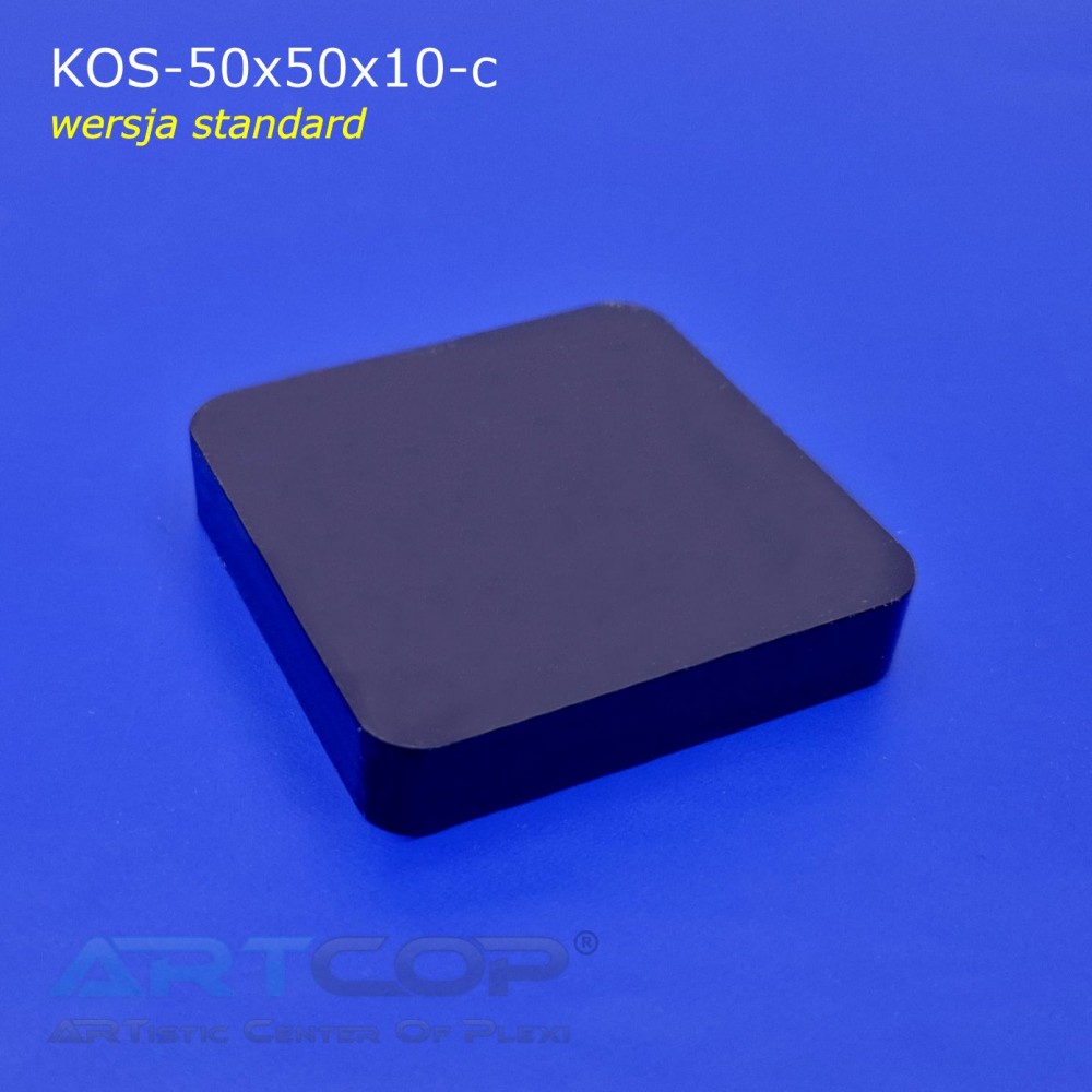 KOS-50x50x10-c Kostka z czarnej plexi na biżuterię, ekspozytor, prezenter