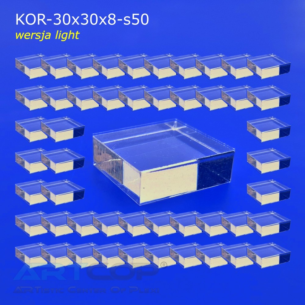 KOR-30x30x8 Plexiglass Block (Sharp Corners) – 50 pcs, jewelry stand, display block, presenter