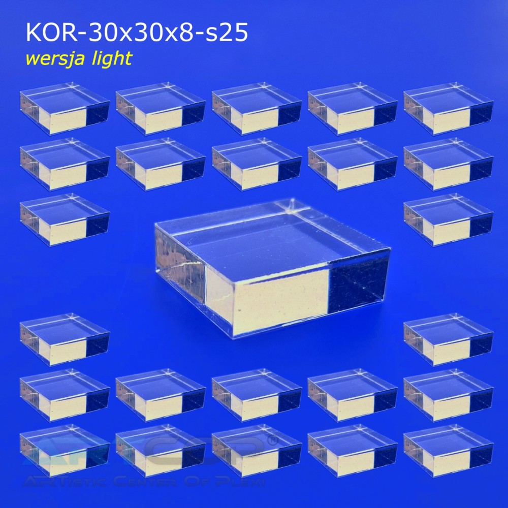 KOR-30x30x8 Plexiglass Block (Sharp Corners) – 25 pcs, jewelry stand, display block, presenter