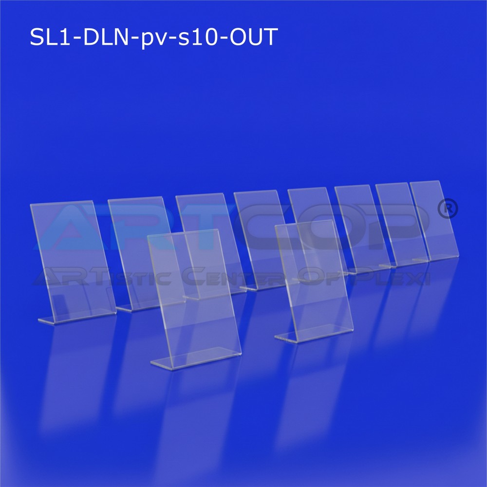 Stand DL vertically (or portrait) type L from PCV (or PVC) - edge MATTE Set of 10 pieces (or units/pcs)