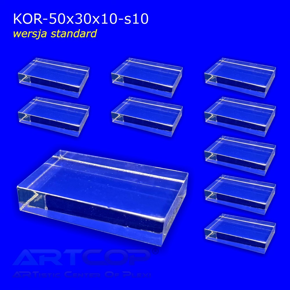 KOR-50x30x10 Kostka z plexi (Ostre Rogi) 10 sztuk, na biżuterię, ekspozytor, prezenter