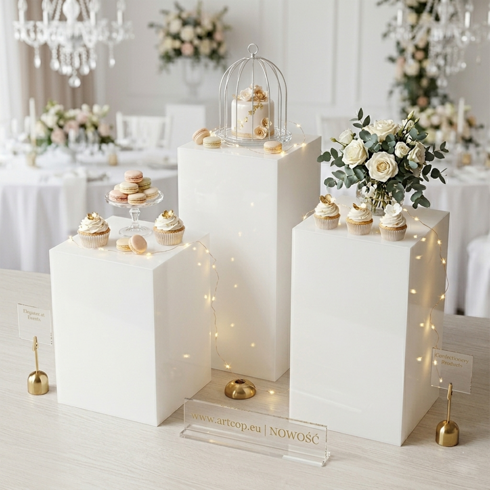 Plexiglass white cube plinth display, 4 mm thickness, 30cmx30cm, height from 40 to 100cm - your choice