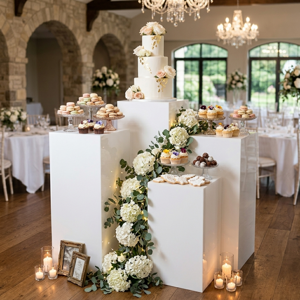 Plexiglass white cube plinth display, 4 mm thickness, 35cmx35cm, height from 40 to 100cm - your choice