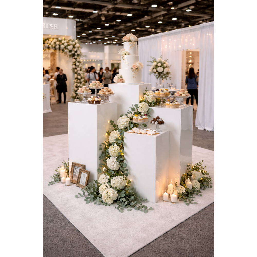 White Plexiglass cube pedestal/stand 40cm x 40cm