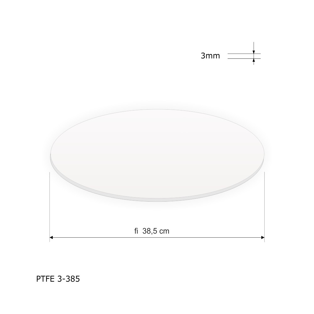 3mm - TEFLON, Tarflen, PTFE plate for gaskets circle ϕ 38.5cm