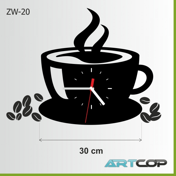 Zegar ścienny - FILIŻANKA z kawą
