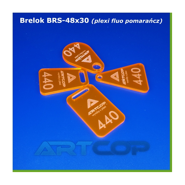 Brelok BRS-48x30 z plexi fluo pomarańczowej