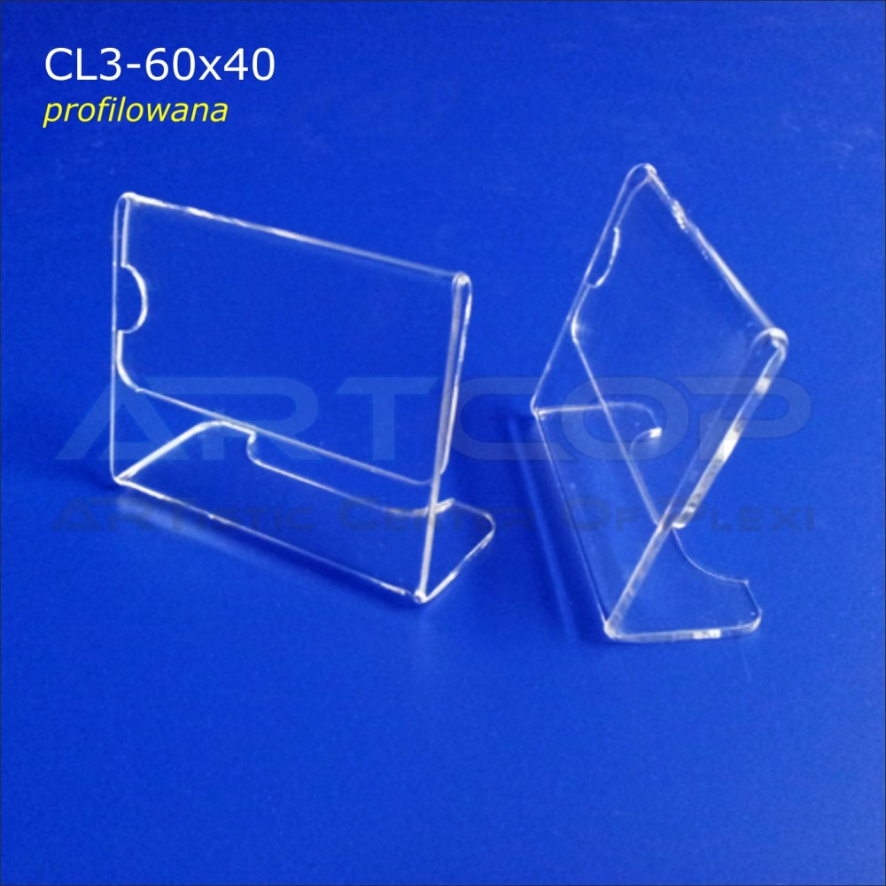 CL3 Price Display – 60x40 mm Plexiglass, Profiled Shape