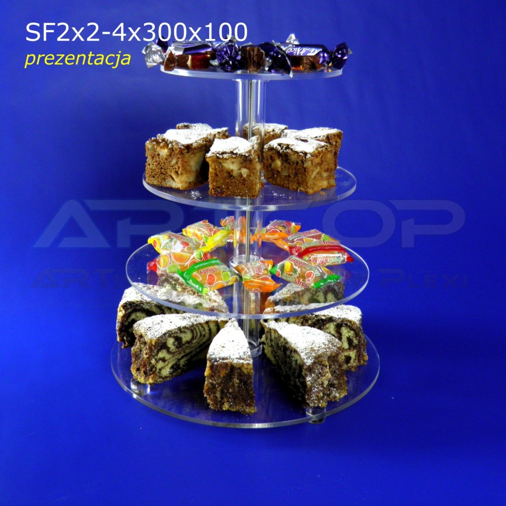 Circular Cake Stand - 4 tiers, 300x100, standard version, made of 4mm clear acrylic.