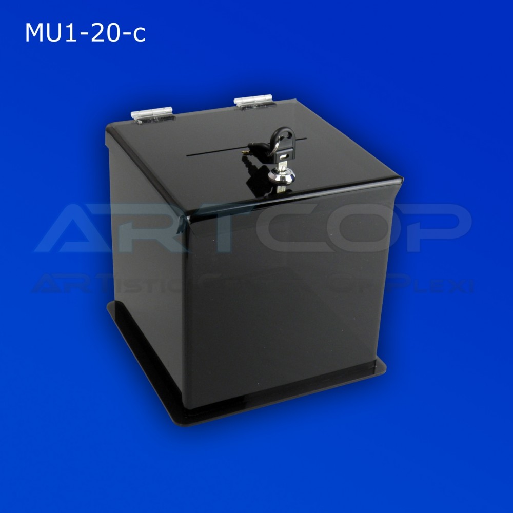 Skarbona czarna MU1-20-c na zbiórki, urna na ankiety