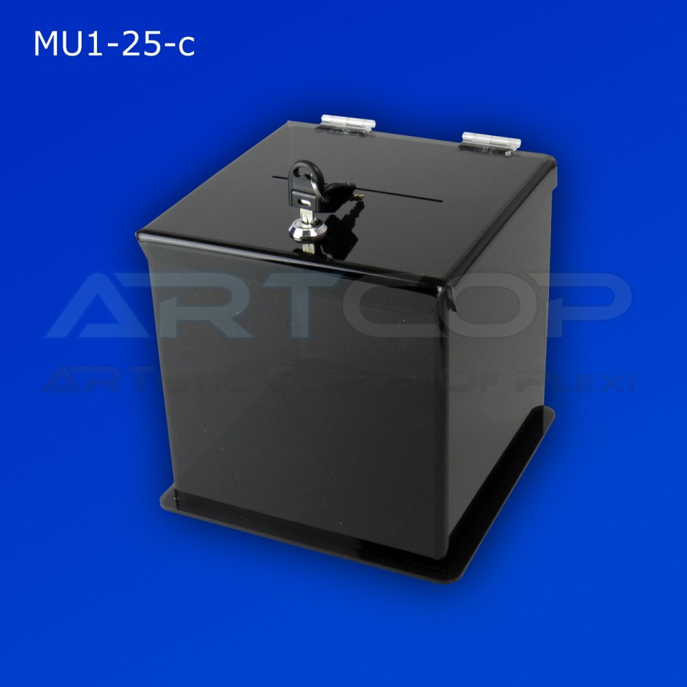 Skarbona czarna MU1-25-c na zbiórki, urna na ankiety