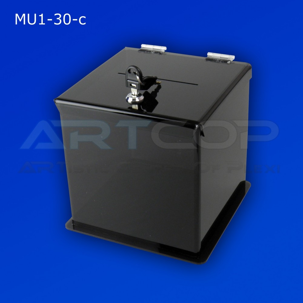 Skarbona czarna MU1-30-c na zbiórki, urna na ankiety