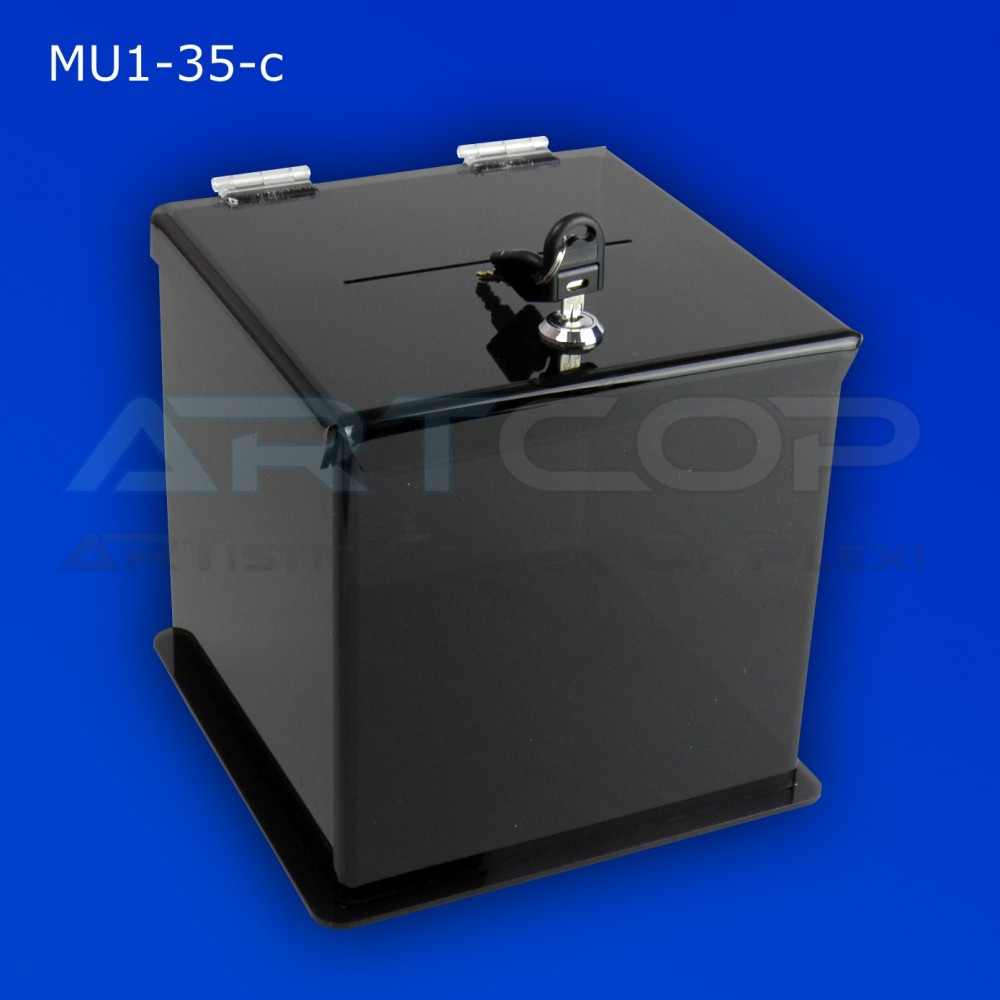 Skarbona czarna MU1-35-c na zbiórki, urna na ankiety