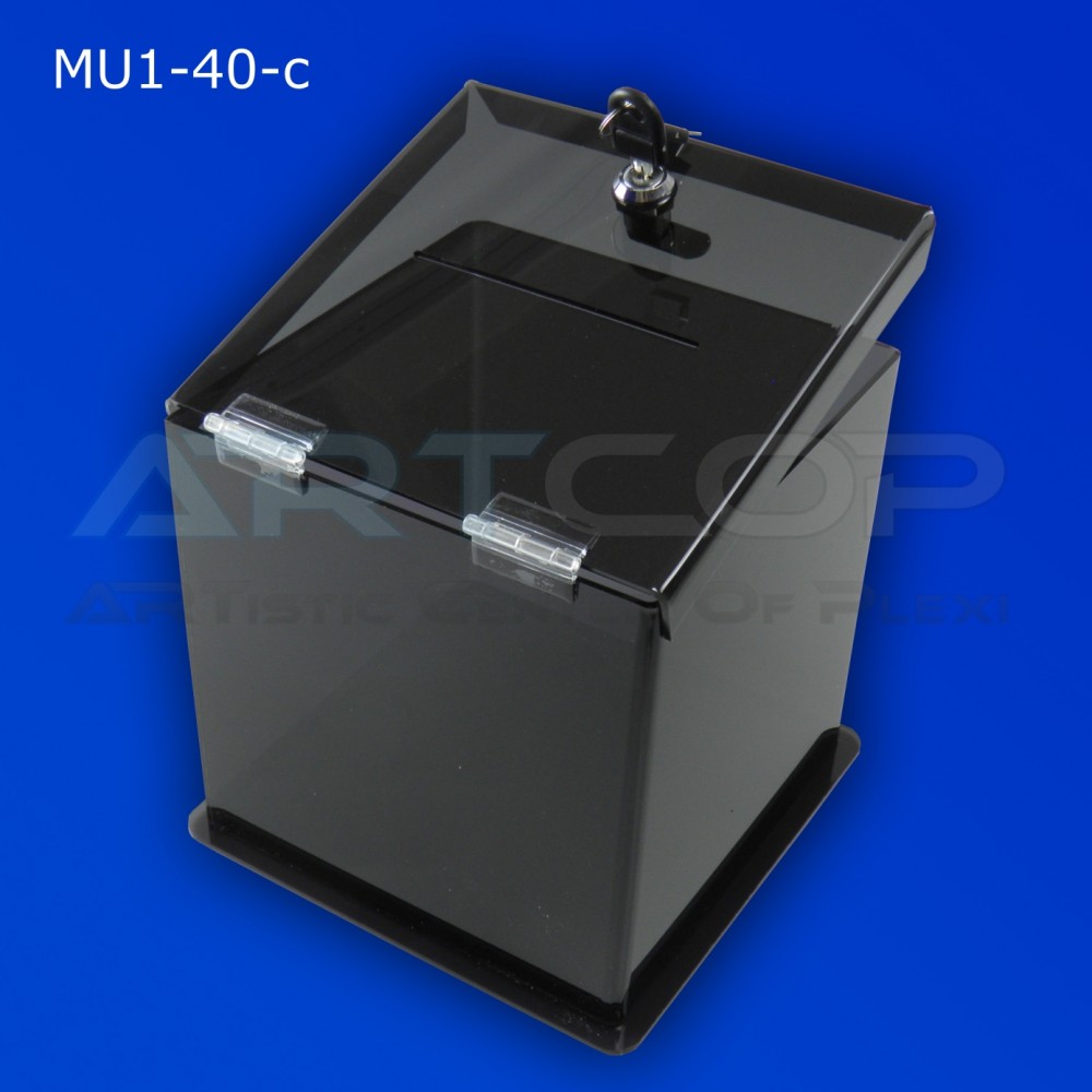 Skarbona czarna MU1-40-c na zbiórki, urna na ankiety